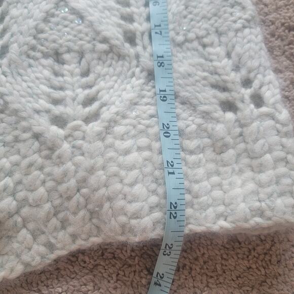 Hand Knit by Dollie Cardigan Womens M Wool Blend Sequin Button Ivory - Picture 6 of 9